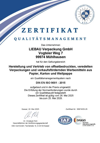 Zertifikat Qualitätsmanagement