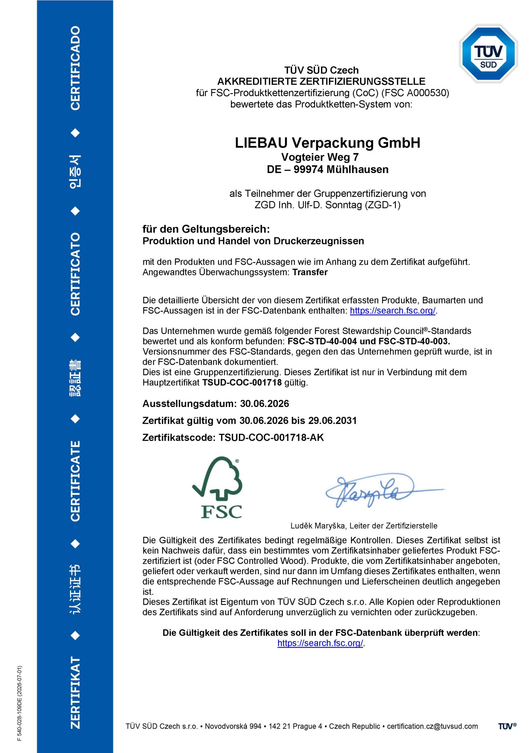 FSC-Zertifikat